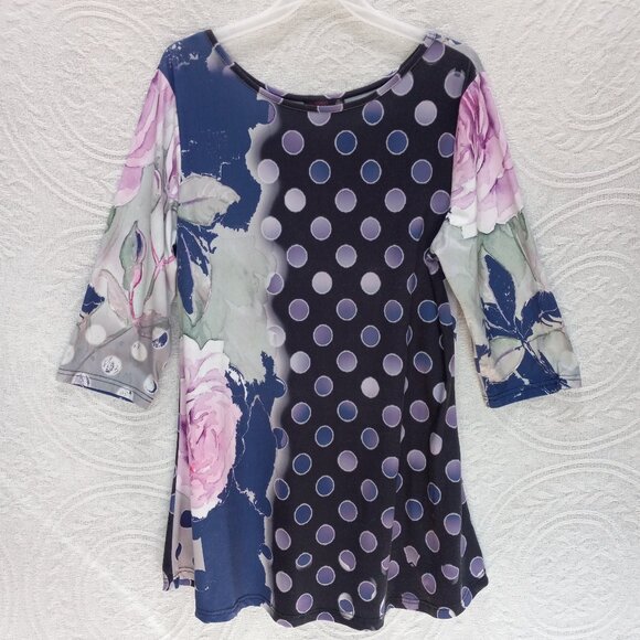 Azalea Knit Colorful Artistic Tunic Dress Top Sz-XL (T-390) - Picture 4 of 13